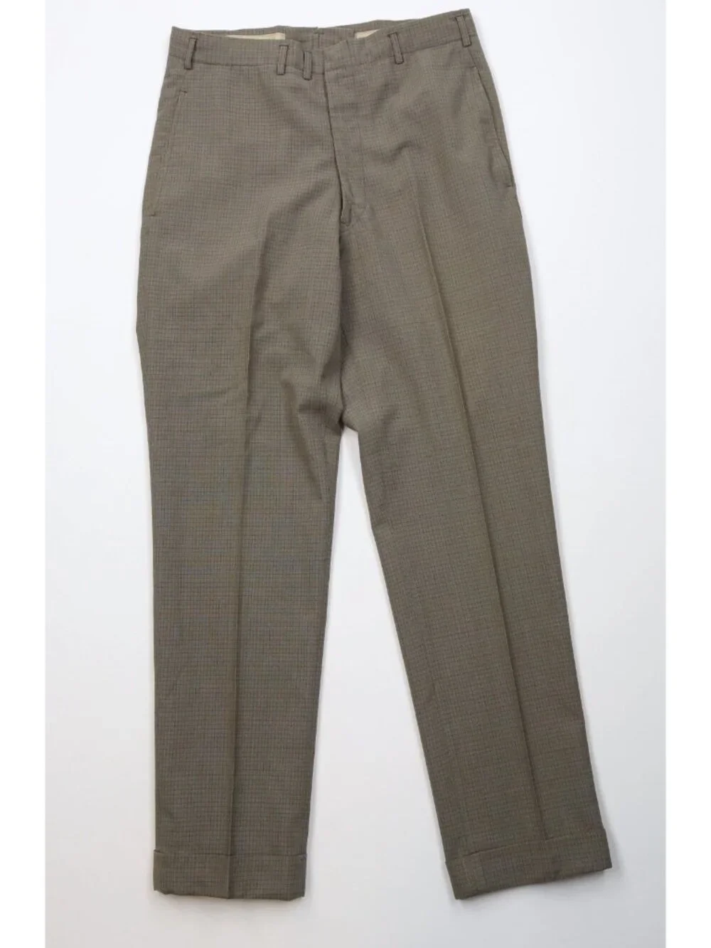 Vintage 50s 60s Streetwear Mens 36R 2 Piece Wool Suit Wedding Green Plaid 30x31